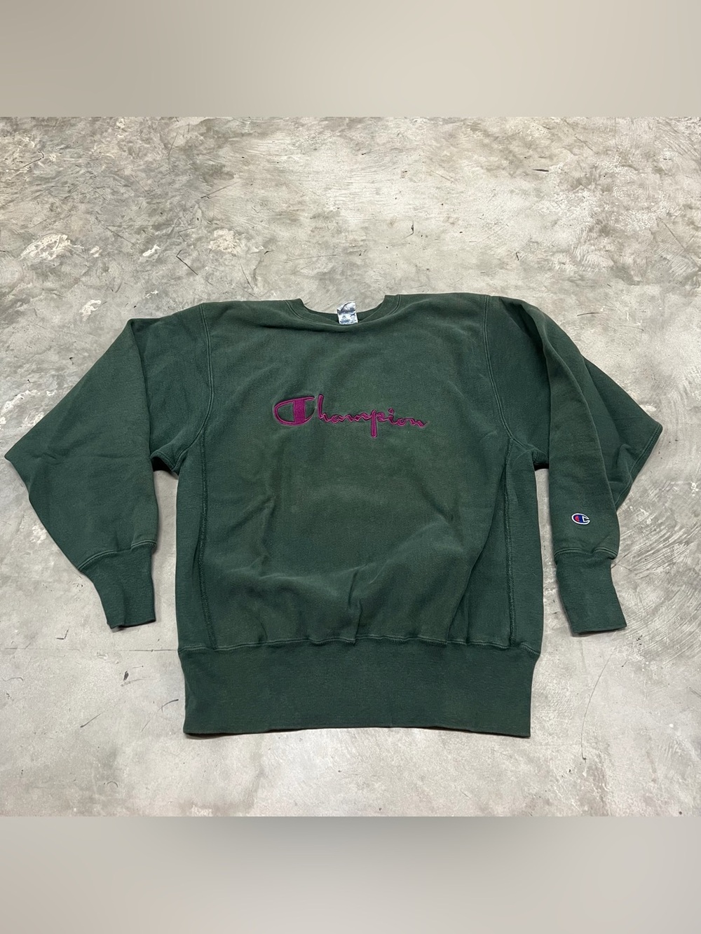 Vintage Champion Reverse Weave Crewneck Sweatshirt Men’s L Green Faded USA